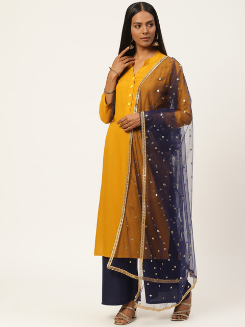 

Studio Shringaar Navy Blue Embroidered Dupatta