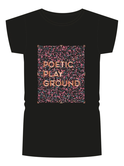 

Domyos By Decathlon Girls Black & Mustard Yellow Typography Printed T-shirt
