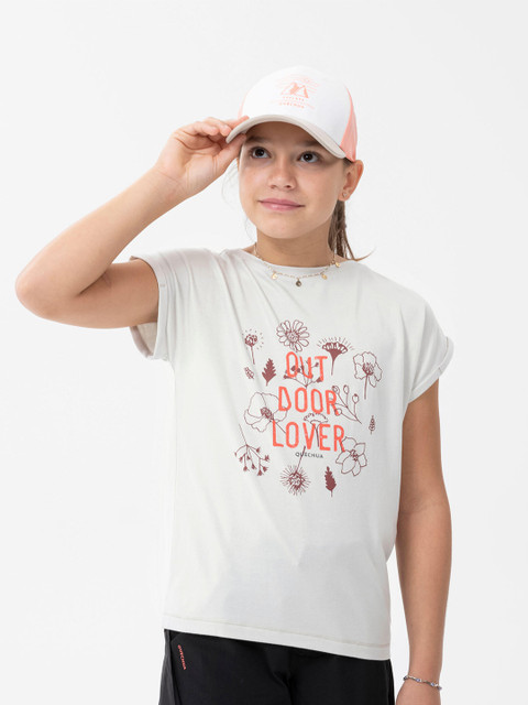 

Quechua By Decathlon Girls Off-White Typography Printed Hiking Regular Fit T-shirt