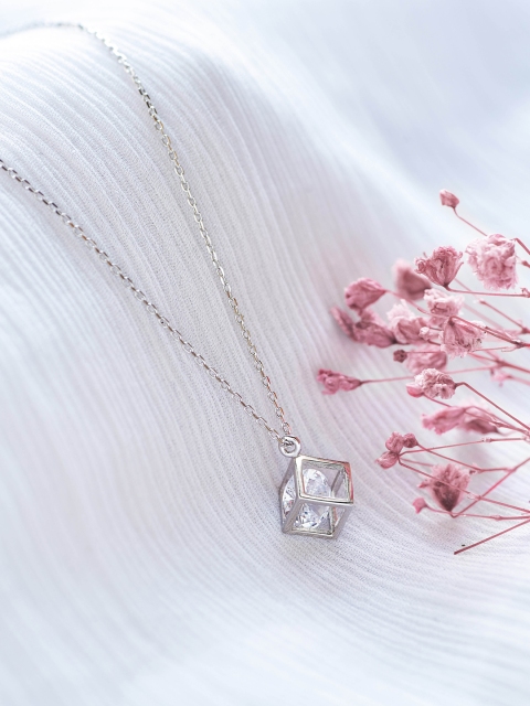 

SILBERRY Rhodium-Plated & CZ Stone Studded Jewellery Set, Silver