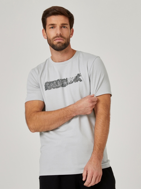 

NYAMBA By Decathlon Men Grey Typography Printed T-shirt