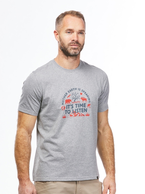 

Quechua By Decathlon Men Grey Graphic Printed Hiking & Trekking T-shirt