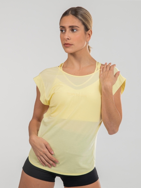 

Domyos By Decathlon Women Yellow Cross-Backed T-shirt