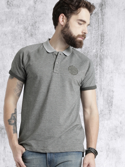 

Roadster Men Grey Polo T-Shirt