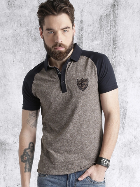

Roadster Men Brown Solid Polo Collar T-Shirt