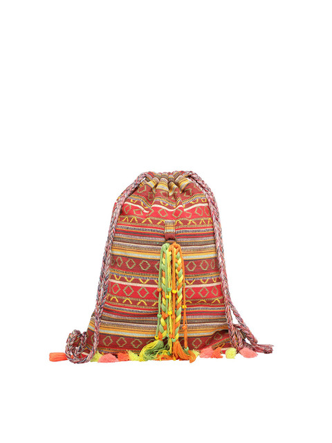 

The House of Tara Women Multi Color Handloom Tasselled Backpack