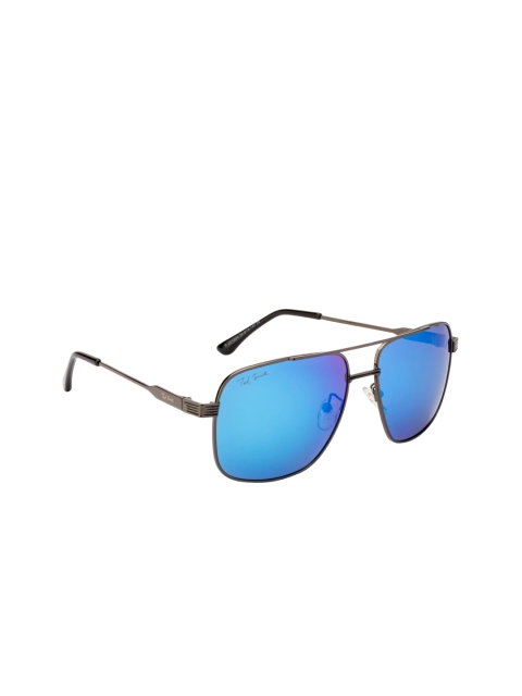 

Ted Smith Unisex Blue Lens & Gunmetal-Toned Aviator Polarised Lens Sunglasses