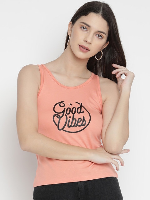 

V2 Value & Variety Women Peach-Coloured Solid Tank Top