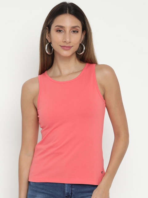 

V2 Value & Variety Women Coral-Coloured Solid Cotton Tank Top
