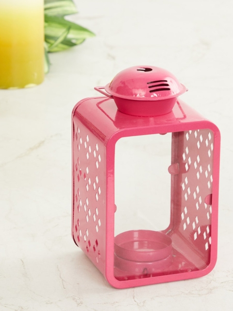 

Home Centre Pink Solid Salsa Metal Mini Cutwork Lantern Showpiece
