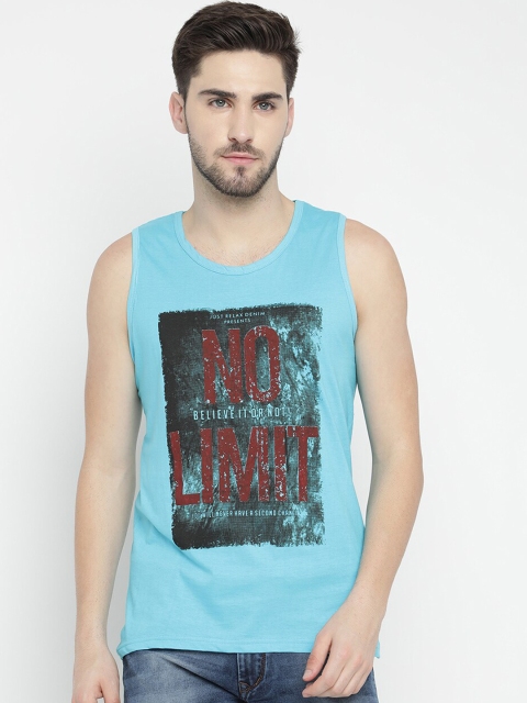 

V2 Value & Variety Men Turquoise-Blue & Black Printed Cotton Innerwear Vest