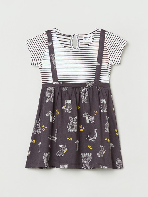 

max Charcoal & White Pure Cotton Dress