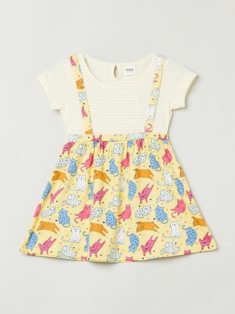 

max Girls Yellow Printed Pure Cotton Top