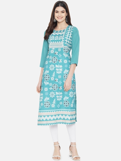 

KALINI Women Green Floral Printed Crepe Kurta