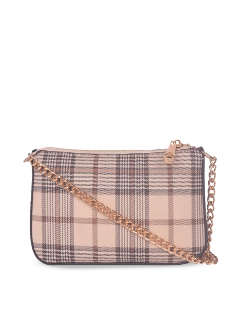 

Bagkok Beige Checked PU Structured Sling Bag