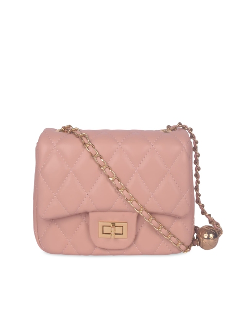 

Bagkok Pink Textured PU Structured Sling Bag with Quilted