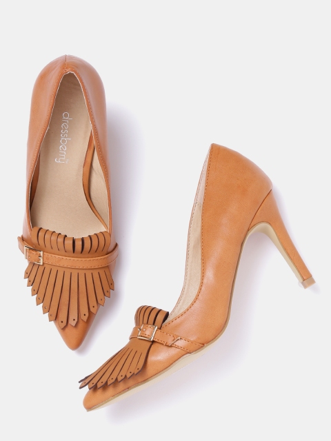 

DressBerry Women Brown Fringed Pumps