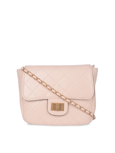 

Bagkok Cream-Coloured PU Structured Sling Bag with Quilted