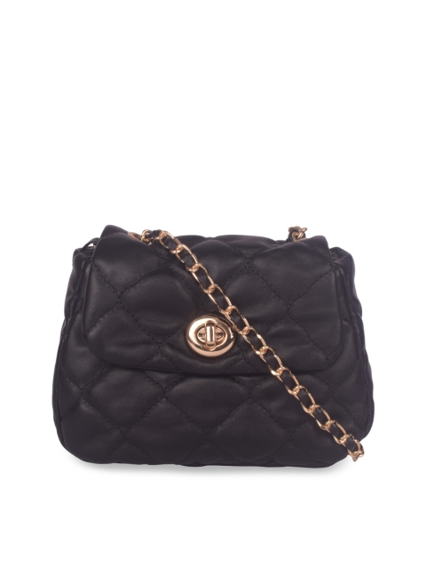 

Bagkok Black PU Structured Sling Bag with Quilted