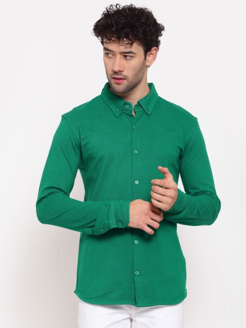 

PAUSE SPORT Men Green Standard Cotton Casual Shirt