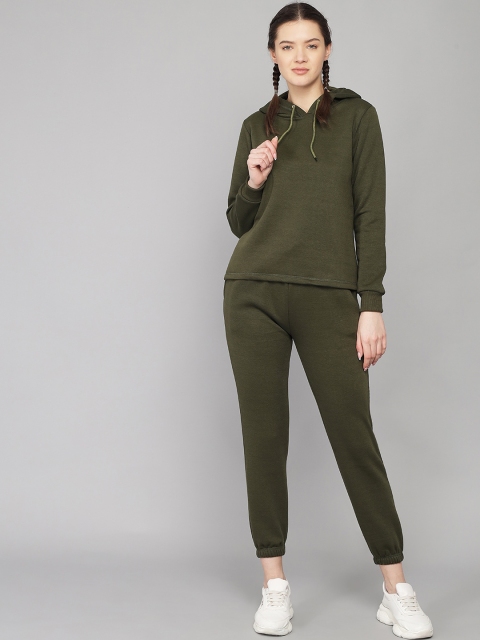 

Kotty Women Olive Green Solid Woolen Tracksuit