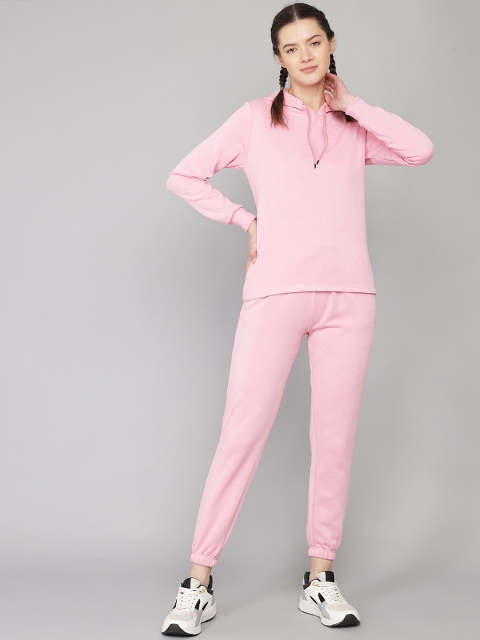 

Kotty Women Pink Solid Hooded Sweatshirt and Sweatpants