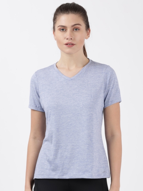 

Jockey Women Blue V-Neck Pockets T-shirt