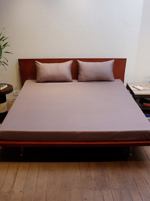 

ZEBA Taupe 300 TC King Solid Bedsheet with 2 Pillow Covers