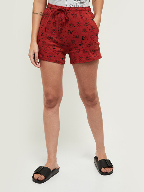 

max Women Red & Black Printed Lounge Shorts