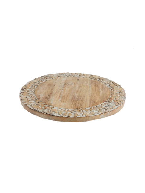 

Amoliconcepts Brown Solid Food Platter with Hand Carved Border