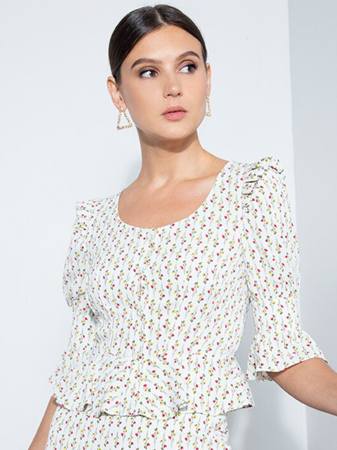 

ZALORA OCCASION White & Red Floral Printed Top