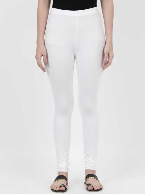

V2 Value & Variety Women White Solid Cotton Churidar-Length Leggings