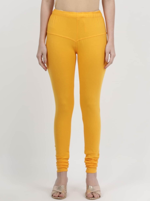 

V2 Value & Variety Women Yellow Solid Cotton Churidar Length Leggings