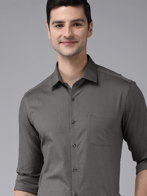 

Arrow Men Dark Grey Self Design Original Slim Fit Pure Cotton Formal Shirt