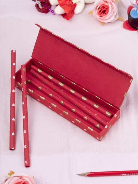 

MARKET99 Red & Golden Printed School Organizer Pencil Box