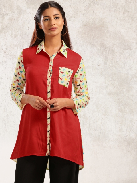 

Anouk Women Red Solid A-Line Kurta