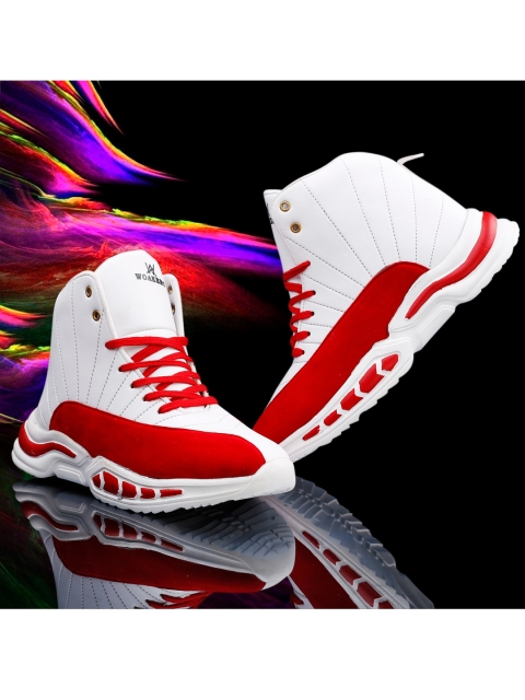 

Woakers Men White & Red Colourblocked Sneakers