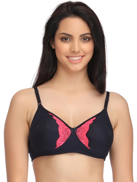 

Clovia Cotton Rich Non-Padded Non-Wired Full Cup Bra, Navy blue