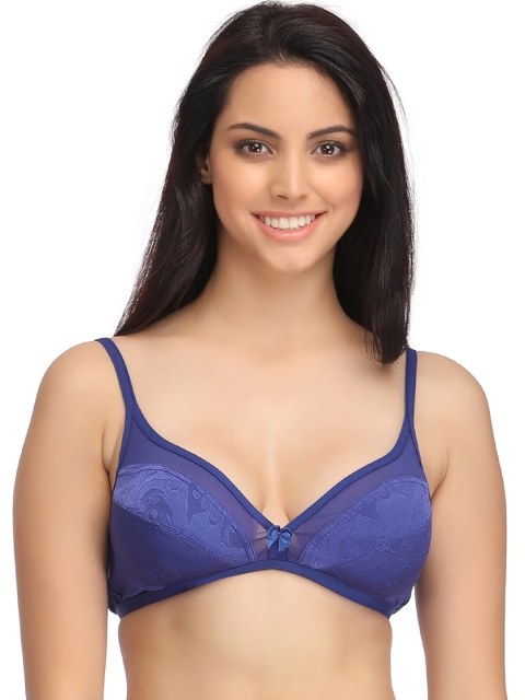 

Clovia Blue Jacquard Medium-Coverage Bra BR0783P0840B