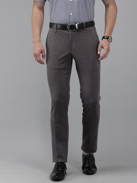 

Van Heusen Men Grey Self Designed Slim Fit Wrinkle Free Trousers