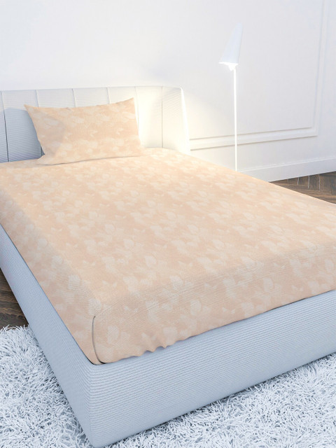 

MAYFAIR HOMES LONDON Peach Abstract Printed 210 TC Single Bedsheet with 1 Pillow Cover