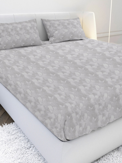 

MAYFAIR HOMES LONDON Grey 210 TC Queen Abstract Bed Sheet with 2 Pillow Covers