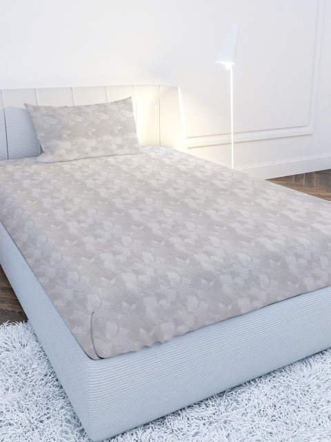 

MAYFAIR HOMES LONDON Grey 210 TC Single Bedsheet with 1 Pillow Covers