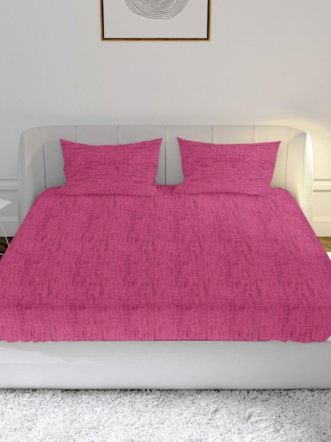 

MAYFAIR HOMES LONDON Pink 210 TC Queen Abstract Bedsheet with 2 Pillow Covers