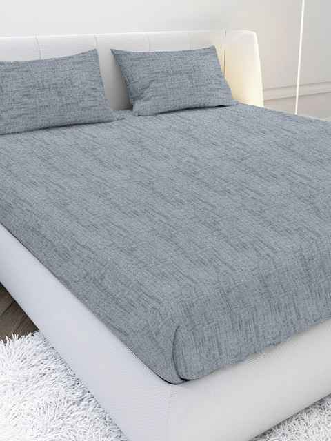 

MAYFAIR HOMES LONDON Grey 210 TC Queen Bedsheet with 2 Pillow Covers