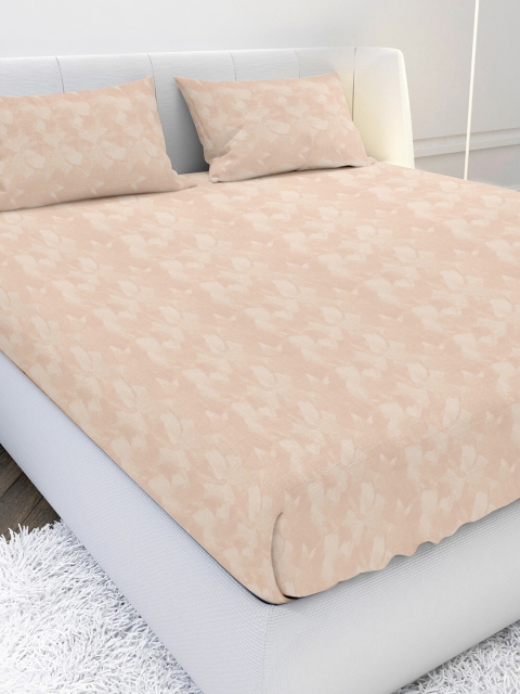 

MAYFAIR HOMES LONDON Peach-Coloured 210 TC King Bedsheet with 2 Pillow Covers