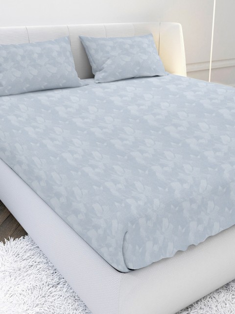 

MAYFAIR HOMES LONDON Blue 210 TC Queen Abstract Bedsheet with 2 Pillow Covers