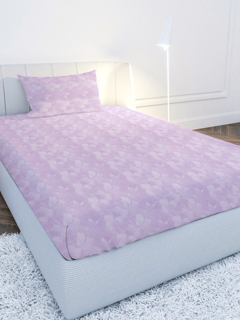 

MAYFAIR HOMES LONDON Lavender 210 TC Single Bedsheet with 1 Pillow Covers