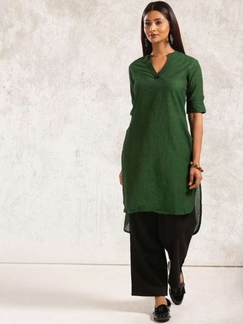

Anouk Women Green Solid Kurta
