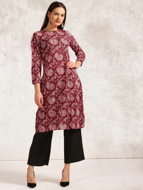 

Anouk Women Maroon Printed Straight Kurta